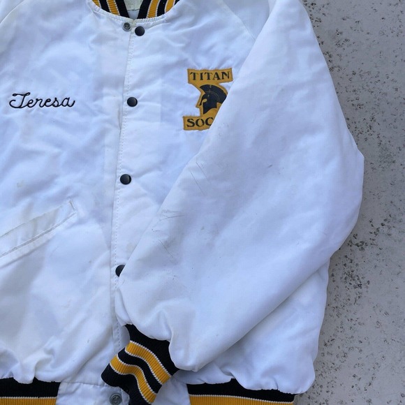 Vintage 80s Osh Kosh University of Wisconsin Titan Soccer Varsity Jacket Large - Picture 8 of 9